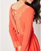 Robe Carine dos dentelle corail