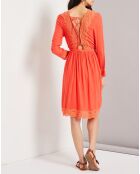 Robe Carine dos dentelle corail