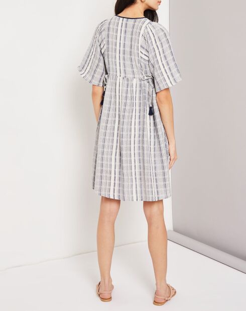 Robe Clothilde en Coton brodée bleue