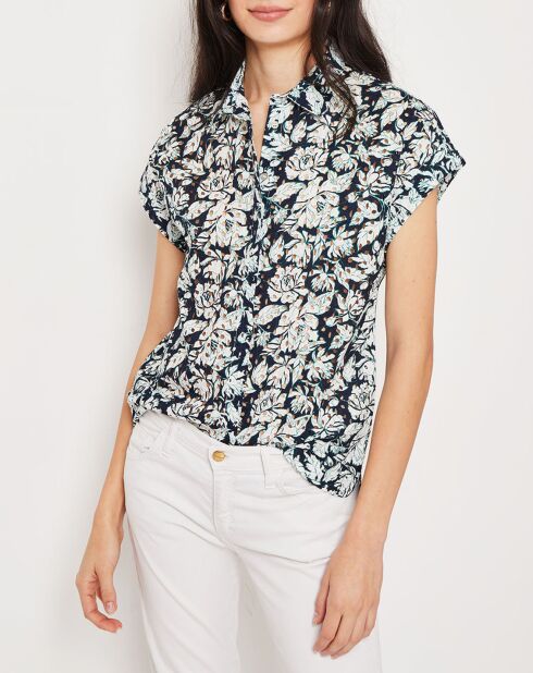 Chemise Larissa ajourée vert/multicolore