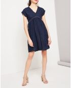Robe Cozete brodée bleu nuit