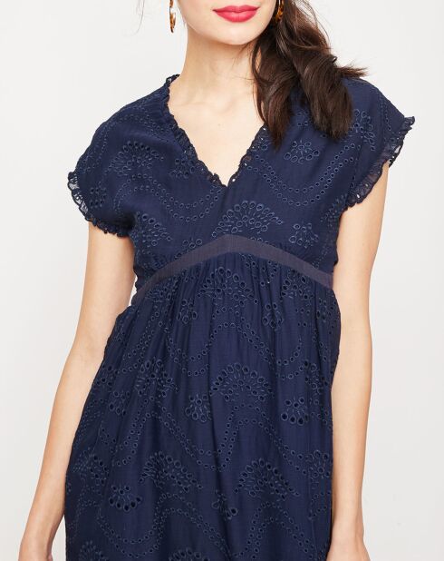 Robe Cozete brodée bleu nuit
