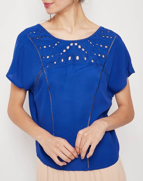 Blouse Lena brodée bleu roi