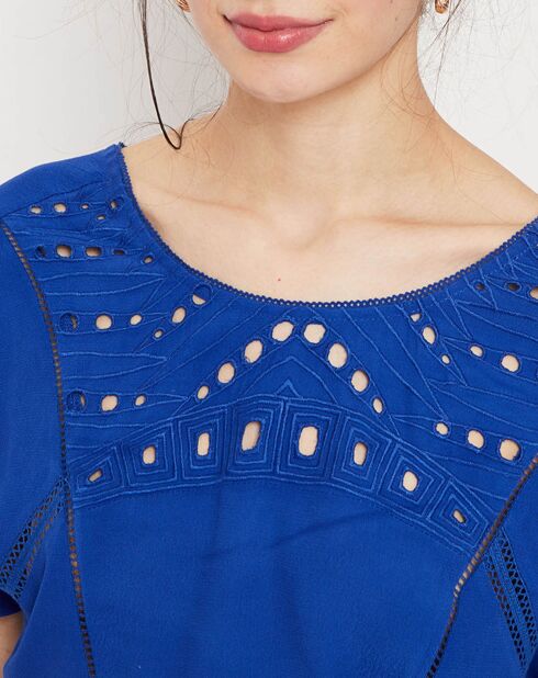 Blouse Lena brodée bleu roi