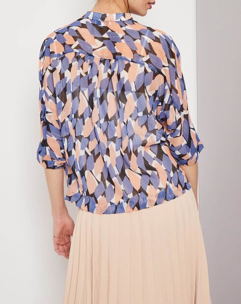 Chemise Leodie imprimée bleu/corail/noir