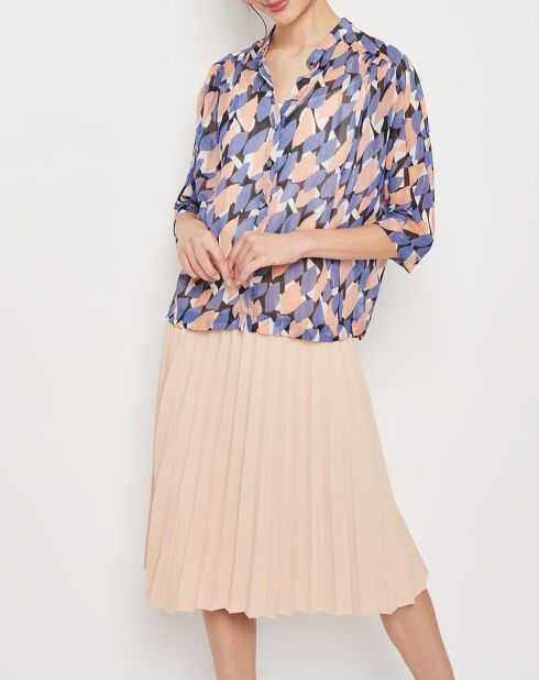 Chemise Leodie imprimée bleu/corail/noir