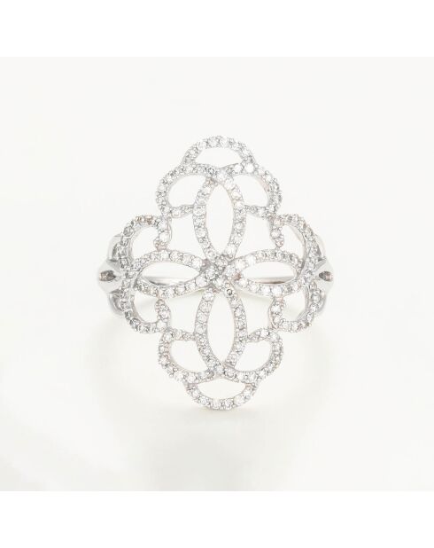 Bague Rosace Diamants 0.44 ct or blanc