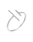 Bague Parallèle Asymétrique Diamants 0.1 ct or blanc