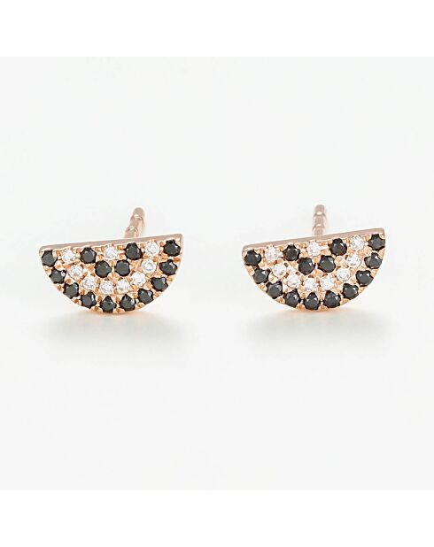 Aïfé Ohrringe 0,05 Karat weiße Diamanten und 0,13 Karat Rotgold schwarze Diamanten