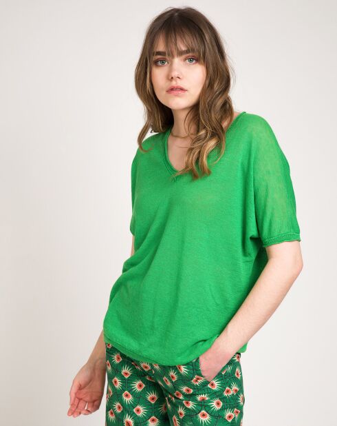 Pull en Lin & Coton Lelena vert