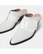 Mules de piel blanca Before You Go, tacón de 5 cm
