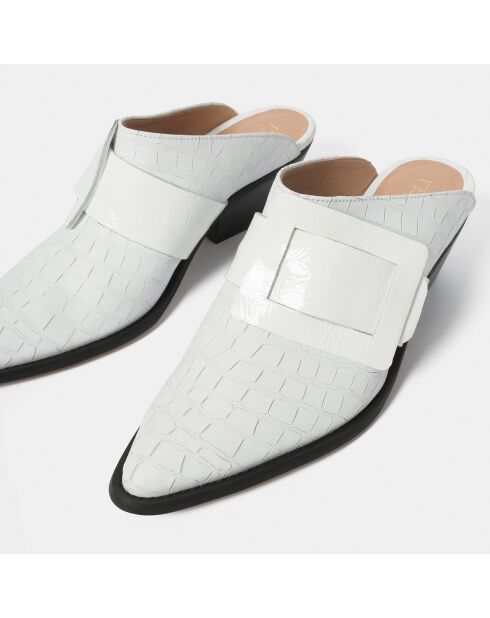 Before You Go witte leren muiltjes met hak van 5 cm