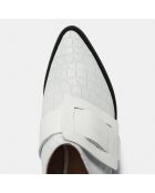 Mules de piel blanca Before You Go, tacón de 5 cm