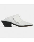 Mules de piel blanca Before You Go, tacón de 5 cm