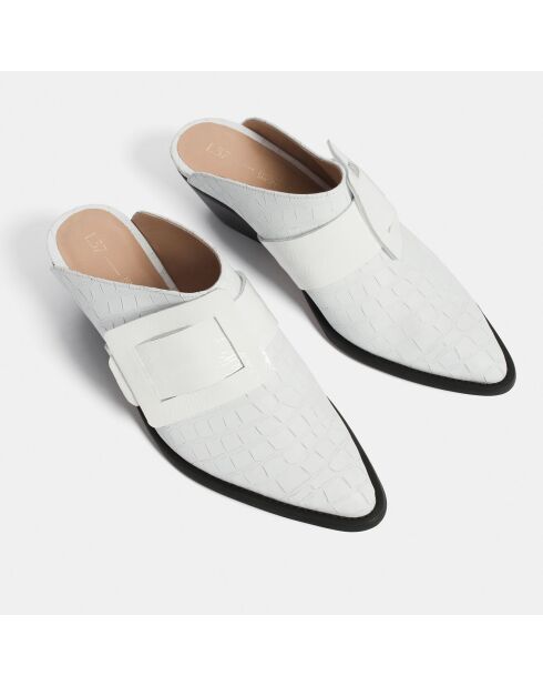 Before You Go witte leren muiltjes met hak van 5 cm