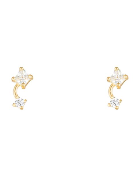 Boucles d'oreilles Duo Magique Zircone or jaune