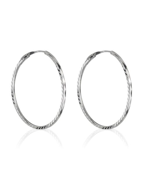 Boucles d'oreilles Créoles Twistées or blanc