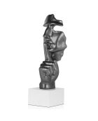 Sculpture en résine Visage abstrait homme grise - 48x16x14 cm