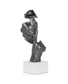 Sculpture en résine Visage abstrait homme grise - 48x16x14 cm