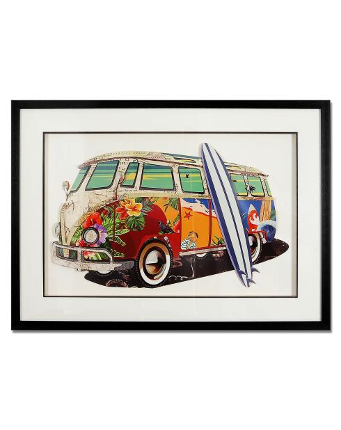 Collage 3D Camion Volkwagen vintage multicolore - 50x70 cm