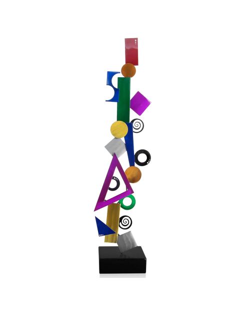 Sculpture métal Composition de figures géométriques multicolore - 66x14x14 cm