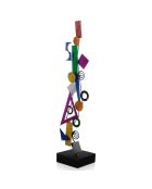 Sculpture métal Composition de figures géométriques multicolore - 66x14x14 cm