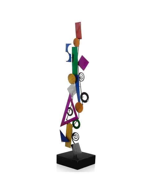 Sculpture métal Composition de figures géométriques multicolore - 66x14x14 cm