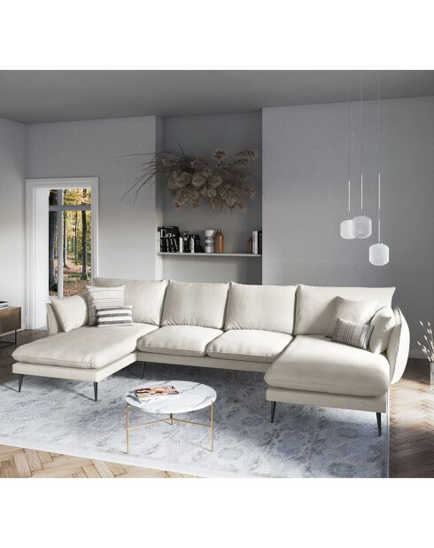 Canapé panoramique Elio beige clair - 344x170x97 cm