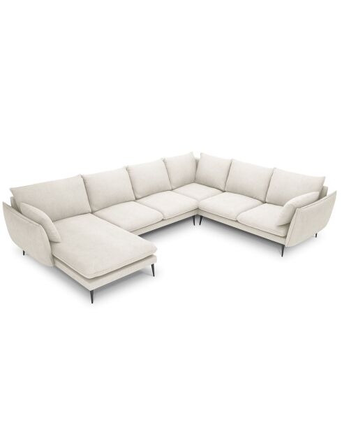 Canapé d'angle droit panoramique Elio beige clair - 337x244x95 cm