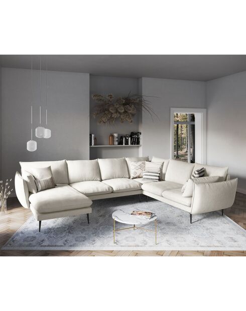 Canapé d'angle droit panoramique Elio beige clair - 337x244x95 cm