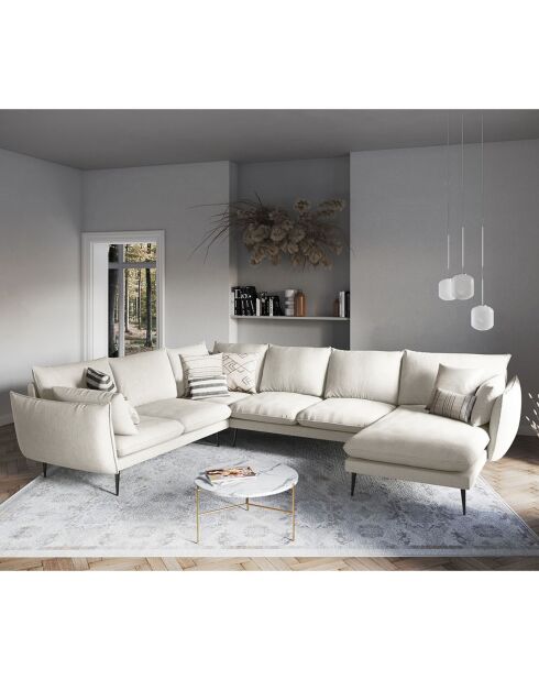 Canapé d'angle gauche panoramique Elio beige clair - 337x244x95 cm
