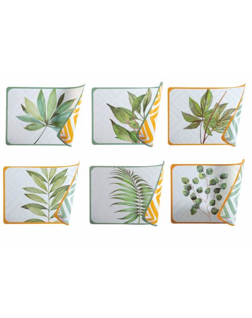 6 veelkleurige oosterse botanische placemats - 45x30 cm 