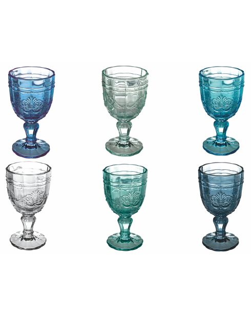 6 veelkleurige Syrah-wijnglazen - 23,5 cl