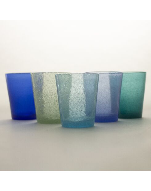 6 veelkleurige waterglazen Cancun - 33 cl