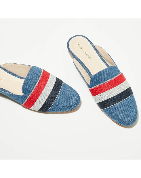 Mules Mocassins en Jean & Cuir bleus