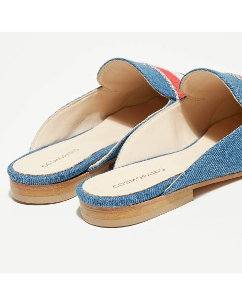 Mules Mocassins en Jean & Cuir bleus