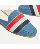 Mules Mocassins en Jean & Cuir bleus