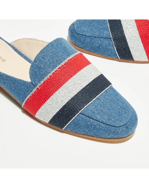 Mules Mocassins en Jean & Cuir bleus