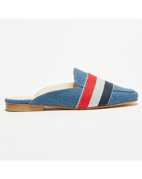 Mules Mocassins en Jean & Cuir bleus