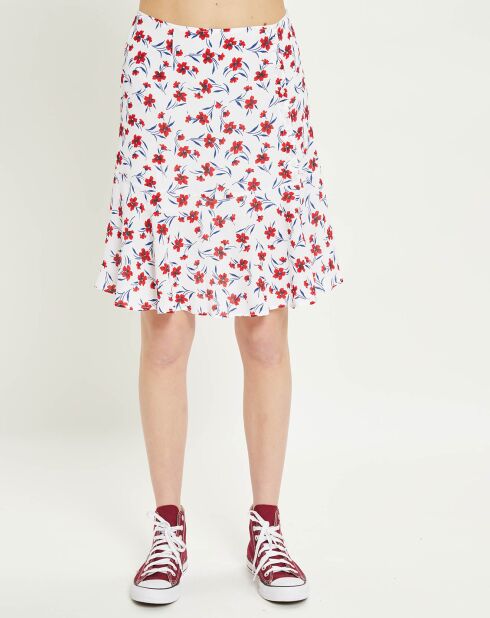Jupe Victoria Coquelicots blanc/rouge