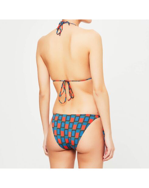 Maillot de bain 2 pièces triangles souples Makeba bleu/rouge