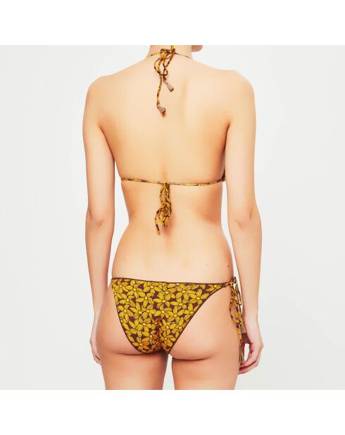 Maillot de bain 2 pièces triangles souples Maun jaune/marron