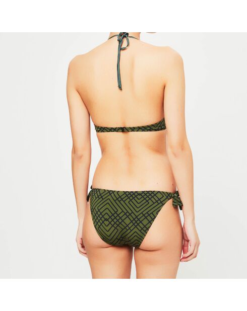 Maillot de bain 2 pièces triangles foulard Celosía vert/noir