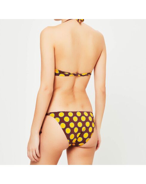 Maillot de bain 2 pièces triangles foulard Lunares jaune/marron