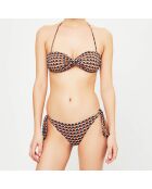 Maillot de bain 2 pièces bandeau bonnets moulés Eclipse noir/marron/écru