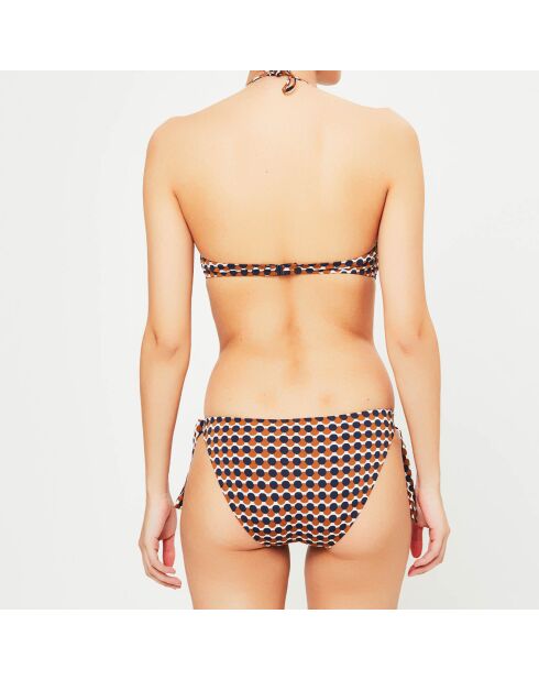 Maillot de bain 2 pièces bandeau bonnets moulés Eclipse noir/marron/écru