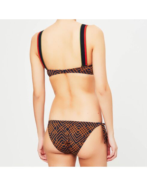 Maillot de bain 2 pièces bandeau bonnets moulés Celosía noir/marron