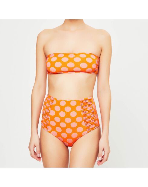 Maillot de bain 2 pièces bandeau Lunares orange/rose