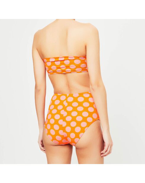 Maillot de bain 2 pièces bandeau Lunares orange/rose