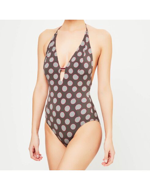 Maillot de bain 1 pièce Lunares marron/taupe